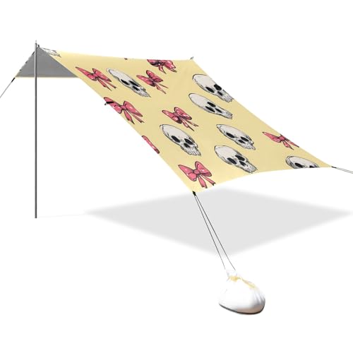 Tragbares Strandzelt Camping Sonnenschutz Baldachin UPF 50+ UV-Schutz Sonnenschutz Schädel Schleife Muster von OWFKAY