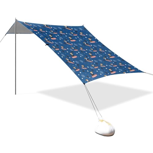 Tragbares Strandzelt Camping Sonnenschutz Baldachin UPF 50+ UV-Schutz Sonnenschutz Tukan-Surfmuster von OWFKAY