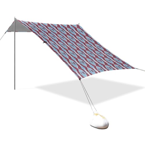 Tragbares Strandzelt Camping Sonnenschutz Baldachin UPF 50+ UV-Schutz Sonnenschutz rot blau Python-Muster von OWFKAY