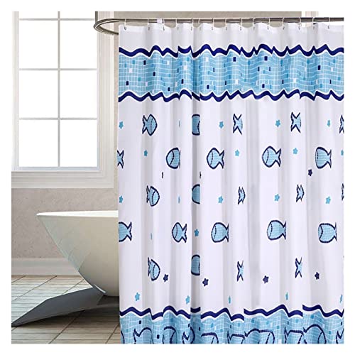 Duschvorhang mit Meeresfischmuster, verdicktes, wasserdichtes Polyester, Badezimmer-Vorhang zum Aufhängen, Sommer-Meer-Thema (180 x 180 cm) von OWIEN