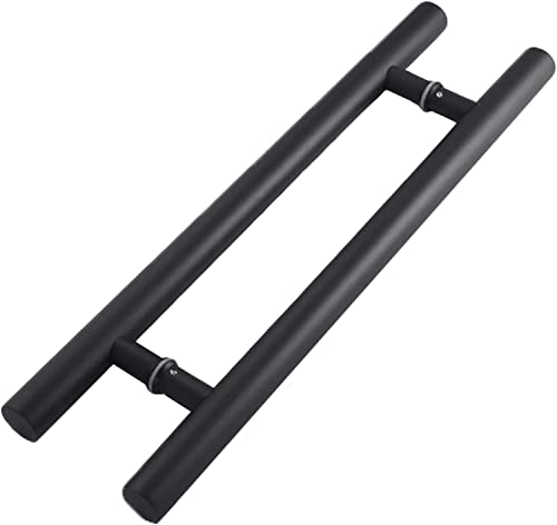 OWIEN 24"/31" Scheunen-Schiebetor, Entry Round Bar Push Pull Türgriff Edelstahl, zweiseitiges Design für Tore, Garagen(Czarny,80cm/2.6ft) von OWIEN