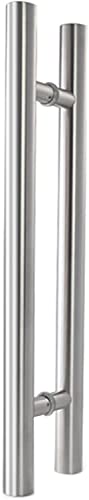 OWIEN 24"/31" Scheunen-Schiebetor, Entry Round Bar Push Pull Türgriff Edelstahl, zweiseitiges Design für Tore, Garagen(Silver,80cm/2.6ft) von OWIEN