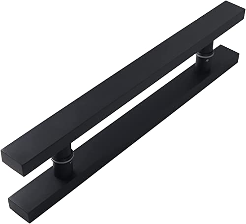 OWIEN 60/80cm Scheunentorgriff, H-förmiger doppelseitiger Edelstahl-Schiebetürgriff für Büros, innen oder außen(Czarny,60cm/2 ft) von OWIEN