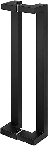 OWIEN Doppelseitiger Scheunentorgriff, Kommerzielle Rechteck-Flache Form-Edelstahl-Push-Pull-Türgriffe für Glastüren(Matt Black,60cm/24in) von OWIEN