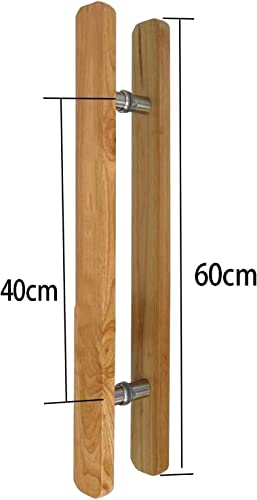 OWIEN Doppelseitiger Türgriff, Push-Pull-Griff aus Holz mit Edelstahlverbinder, für Eingang/Glas/Büro/Shop/Store(60x40cm) von OWIEN