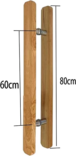 OWIEN Doppelseitiger Türgriff, Push-Pull-Griff aus Holz mit Edelstahlverbinder, für Eingang/Glas/Büro/Shop/Store(80x60cm) von OWIEN