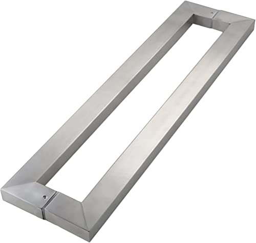 OWIEN Doppelseitiger quadratischer/rechteckiger Türgriff, Glas- / Holztür-Push-Pull-Griff, für Eingang/Eingang/Dusche(Silver,60cm/2 ft) von OWIEN