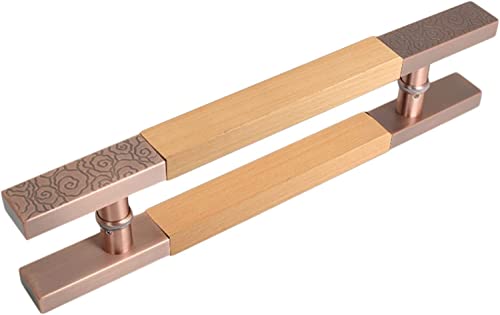 OWIEN Dusche/Scheunenschieber -Pull -Türgriff, H -Form moderner Bauernhausgriff Hardware für Gate, Schuppen - Edelstahl & Holz(Yellow,40cm/1.3ft) von OWIEN