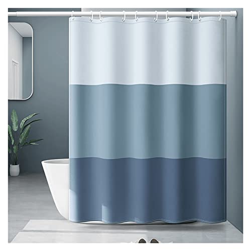 OWIEN Duschvorhang aus Polyestergewebe, Streifenmuster, Badezimmer-Vorhang-Sets, Baddekoration mit Legierungs-Vorhanggewichten (150 x 180 cm) von OWIEN