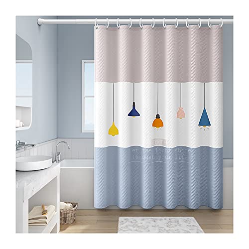 OWIEN Duschvorhang mit Kronleuchter-Muster, mehrfarbig, gestreift, rustikale Lampe, Badezimmer, wasserdichtes Polyestergewebe (180 x 180 cm) von OWIEN