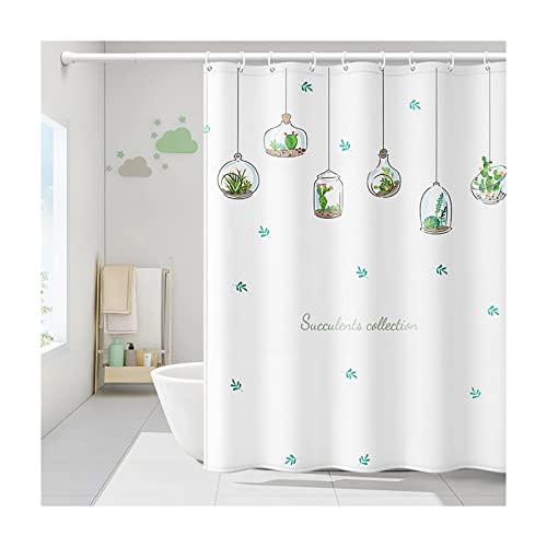 OWIEN Duschvorhang – tropische Wüste Sukkulenten Muster Badezimmer Dekor, wasserdichtes Polyestergewebe mit Haken (200 x 200 cm) von OWIEN