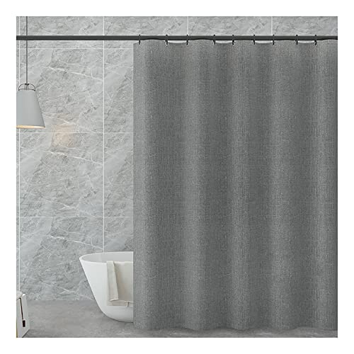 OWIEN Grauer Duschvorhang, Polyester, 2-in-1-Duschvorhang und Innenfutter, Hängevorhang mit Metallhaken, für Zuhause und Hotel (199,9 x 199,9 cm) von OWIEN