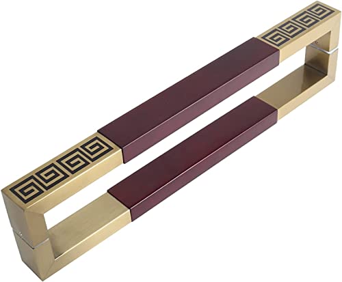 OWIEN Quadratischer rechteckiger Schiebetürgriff, doppelseitiger quadratischer Push-Pull-Türgriff, Edelstahl und Holz(Rood,60cm/24in) von OWIEN