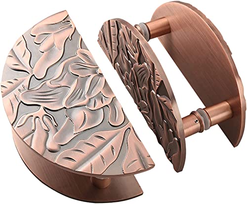 OWIEN Scheunentorgriff/Glasgriff Halbrunder Einstieg, Aluminium-Schiebetürgriffe, Torgriff mit geschnitztem Blumenmotiv(20cm/8in) von OWIEN