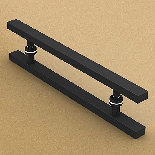 OWIEN Schiebetürgriff, strapazierfähiges Zug- und Druckbeschlagset, schwarz, großes rustikales zweiseitiges Design, quadratischer Torgriff(50x30cm) von OWIEN