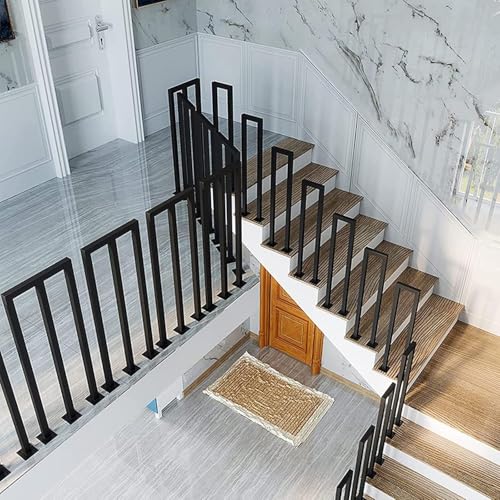 OWIEN Treppengeländer-Handlauf, U-förmige Vierkantrohr-Handläufe for Stufen im Innen- und Außenbereich, Übergangshandlauf-Streikposten mit Installationssatz, 1 Stück(Czarny,65cm/2.13ft) von OWIEN