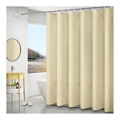 OWIEN Wasserdichter Duschvorhang mit Kunststoffhaken und Ösen, dicker PEVA-Wannenvorhang für Hotelbadezimmer, cremefarben (180 x 220 cm) von OWIEN