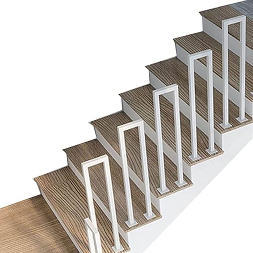 Treppenhandlauf aus Metall, weiß, U-förmiger Haltegriff for Treppen, Handlauf aus Schmiedeeisen for den Innenbereich, Stützstange for Treppen in Villen, Gärten und Lofts(95cm/3.1ft) von OWIEN