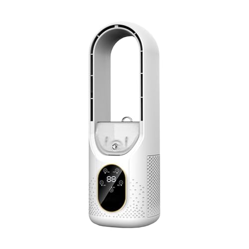 OWJHE USB Turmventilator Ohne FlüGel mit Sprüh & Befeuchtungsfunktion | LED Turmventilator |3-Sekunden-Kühlung | 6 Windstufen | 6h Timer | 100ml Wasserbehälter | Büro/Wohnzimmer/Schlafzimmer (Weiß) von OWJHE