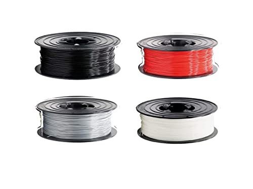 PETG Filament 3D Drucker 1,75mm / 4 x 1kg Rolle Schwarz weiss rot grau für 3D Printer oder Stift 4er Set (4Kg) von OWL-Filament