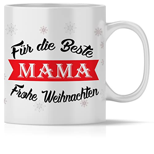 OWLBOOK® Beste Mama Frohe Weihnachten Tasse mit Spruch Geschenke Geschenkideen zu Weihnachten Keramik 300 ml von OWLBOOK