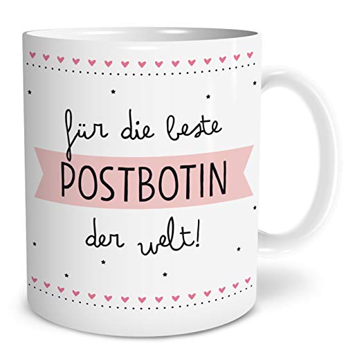 OWLBOOK® Beste Postbotin Tasse mit Spruch Geschenke Geschenkideen für die Postbotin als Dankeschön Keramik 300 ml von OWLBOOK