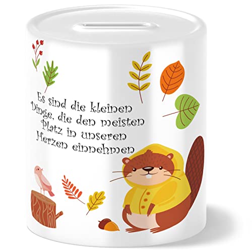 OWLBOOK Herbst Bieber Kinder Spardose Geschenke Geschenkideen für Jungs Jungen zum Geburtstag Einschulung Taufe Geburt Sparschwein von OWLBOOK