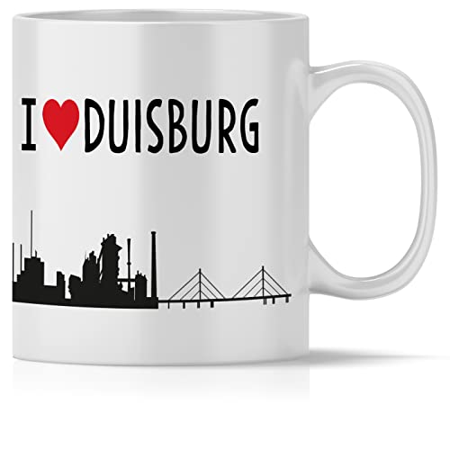 OWLBOOK® I love Duisburg Skyline Tasse mit Spruch Geschenke Geschenkideen als Erinnerung oder Mitbringsel von einer Reise für Männer und Frauen zum Geburtstag Keramik 300 ml von OWLBOOK