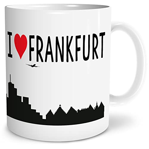 OWLBOOK® I love Frankfurt Tasse mit Spruch Geschenke Geschenkideen als Erinnerung oder Mitbringsel von einer Reise für Männer und Frauen zum Geburtstag Keramik 300 ml von OWLBOOK