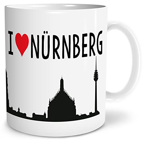 OWLBOOK® I love Nürnberg Skyline Tasse mit Spruch Geschenke Geschenkideen als Erinnerung oder Mitbringsel von einer Reise für Männer und Frauen zum Geburtstag Keramik 300 ml von OWLBOOK