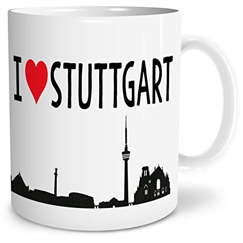 OWLBOOK® I love Stuttgart Tasse mit Spruch Geschenke Geschenkideen als Erinnerung oder Mitbringsel von einer Reise für Männer und Frauen zum Geburtstag Keramik 300 ml von OWLBOOK