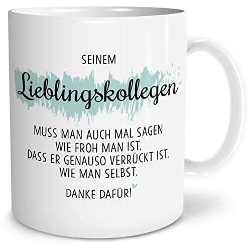 OWLBOOK® Danke dafür Lieblingskollege Tasse mit Spruch Kollege als Dankeschön Glückwünsche Keramik 300 ml von OWLBOOK