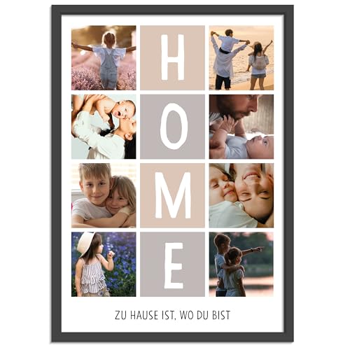 OWLBOOK® Fotocollage mit 8 Fotos & Text | HOME | Personalisierte Foto Geschenke zum Einzug | Einzugsgeschenke Geschenke zum Richtfest Zuhause | optional mit Bilderrahmen | Home | Papier von OWLBOOK