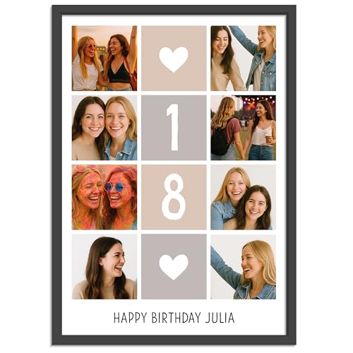 OWLBOOK® Fotocollage mit 8 Fotos & Text als Geburtstagsgeschenk selbst gestalten | Personalisierte Foto Geschenke zum Geburtstag | Fotogeschenke | 18. Geburtstag | Papier von OWLBOOK