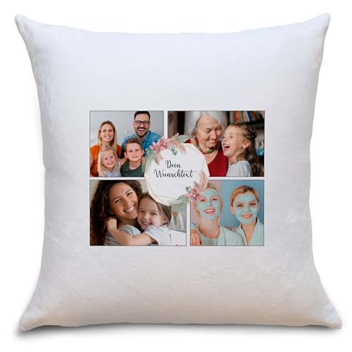 OWLBOOK® Personalisierte Geschenke Fotogeschenke mit eigenem Foto Personalisierte Geschenke für Frauen Männer Fotokissen mit eigenem Foto Personalisiert mit Foto Boho Flauschig 40x40 von OWLBOOK