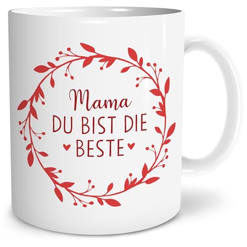 OWLBOOK® Geschenke für Mama Tasse | Muttertagsgeschenk Geschenke für Frauen | Geburtstagsgeschenk für Mamma| Muttertagsgeschenke zum Muttertag | Mama du bist die Beste rot | Keramik 300 ml von OWLBOOK