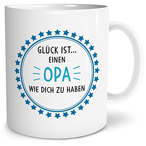 OWLBOOK® Geschenke für Opa Opa Glück ist Tasse mit Spruch für Opa zum Geburtstag Weihnachten Keramik 300 ml von OWLBOOK