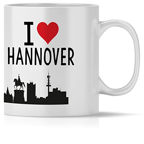 OWLBOOK® I love Hannover Skyline Tasse mit Spruch Geschenke Geschenkideen als Erinnerung oder Mitbringsel von einer Reise für Männer und Frauen zum Geburtstag Keramik 300 ml von OWLBOOK