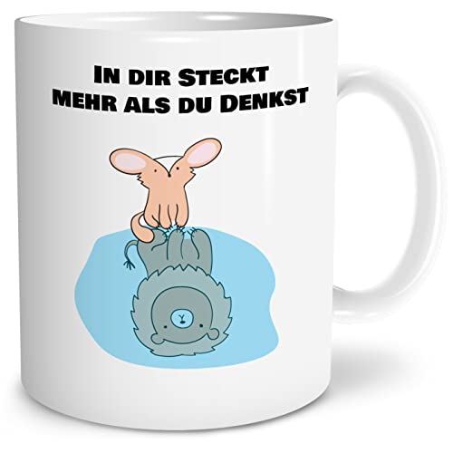OWLBOOK® Mehr als du denkst Wüstenfuchs Tasse mit Spruch zur Motivation zum Geburtstag Neujahr Keramik 300 ml von OWLBOOK