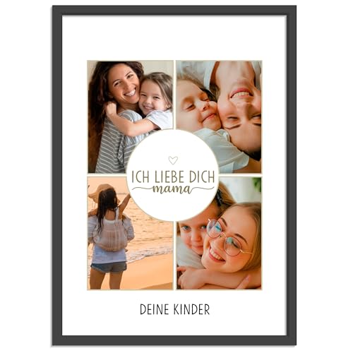 OWLBOOK® Muttertagsgeschenk Bild | Personalisierte Geschenke für Frauen | Fotogeschenke Geschenke zum Muttertag | Muttertagsgeschenke für Mama | Raster ich liebe dich Mama | Papier von OWLBOOK