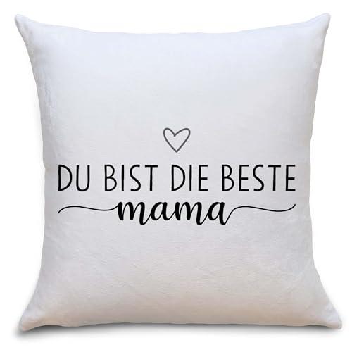 OWLBOOK® Muttertagsgeschenk Kissen Geschenke für Mama zum Muttertag | Geburtstagsgeschenk für Mama Geschenk Geburtstag Polster | Du bist die Beste Mama grau | Flauschig 40x40 von OWLBOOK