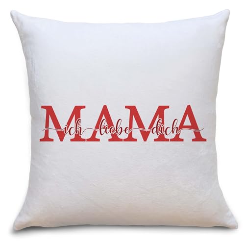 OWLBOOK® Muttertagsgeschenk Kissen Geschenke für Mama zum Muttertag | Geburtstagsgeschenk für Mama Geschenk Geburtstag Polster | Mama ich Liebe Dich rot | Flauschig 40x40 von OWLBOOK