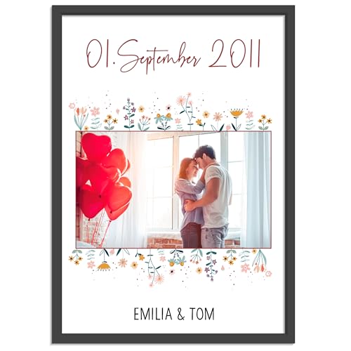 OWLBOOK® Personalisierte Geschenke für Frauen Männer Valentinstags Geschenke für Ihn Sie Fotogeschenke mit eigenem Foto Partner Geschenke mit Foto zum Jahrestag Datum Wunschbild Blumenwiese Papier von OWLBOOK