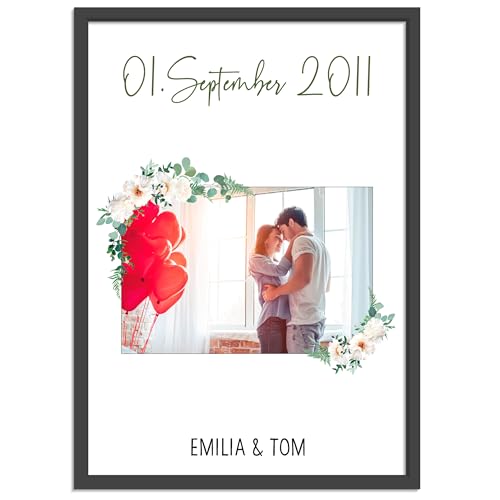 OWLBOOK® Personalisierte Geschenke für Frauen Männer Valentinstags Geschenke für Ihn Sie Fotogeschenke mit eigenem Foto Partner Geschenke mit Foto zum Jahrestag Datum Wunschbild Wildrose Papier von OWLBOOK