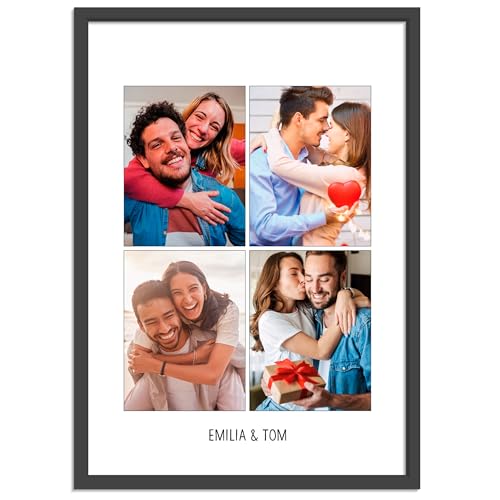 OWLBOOK® Personalisierte Geschenke für Frauen Männer Valentinstags Geschenke für Ihn Sie Fotogeschenke mit eigenem Foto Partner Geschenke mit Foto zum Jahrestag Raster vier Bilder Papier von OWLBOOK