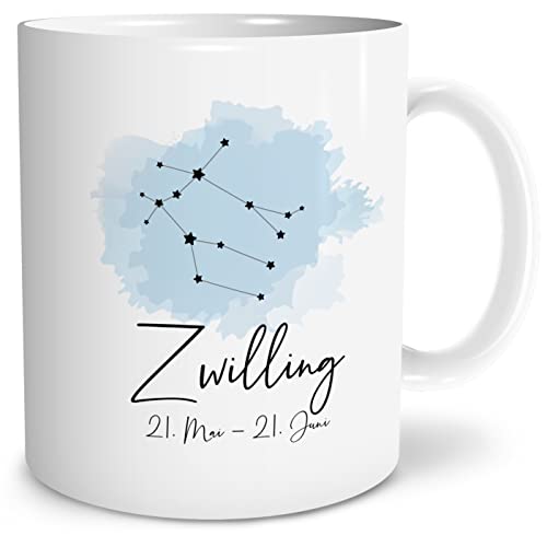 OWLBOOK® Sternbild Zwilling Tasse mit Spruch Sternzeichen Zwillinge zum Geburtstag Weihnachten Keramik 300 ml von OWLBOOK