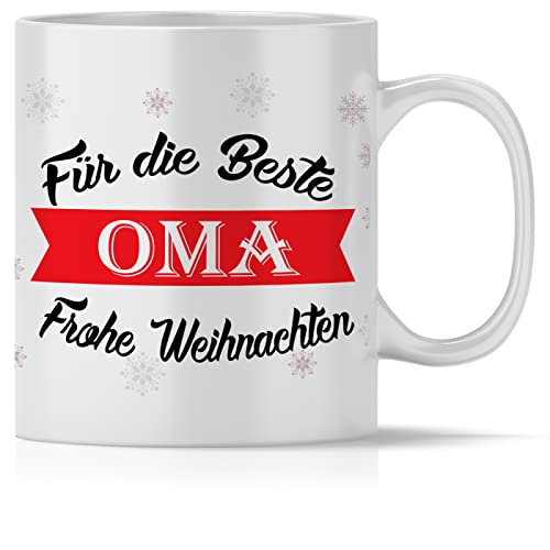 OWLBOOK® Weihnachts Geschenk für Beste Oma Frohe Weihnachten Tasse mit Spruch Geschenke Geschenkideen zu Weihnachten Keramik 300 ml von OWLBOOK