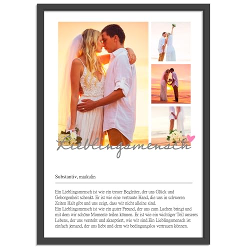OWLBOOK® personalisiertes Hochzeitsgeschenk mit Fotos für Brautpaar Bilderrahmen Hochzeit Geschenke für Hochzeitspaar | Definition Lieblingsmensch Poster | Papier von OWLBOOK