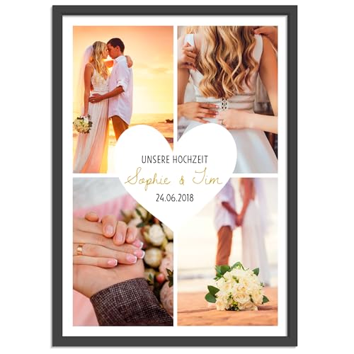 OWLBOOK® personalisiertes Hochzeitsgeschenk mit Fotos für Brautpaar Bilderrahmen Hochzeit Geschenke für Hochzeitspaar | Herz | Papier von OWLBOOK