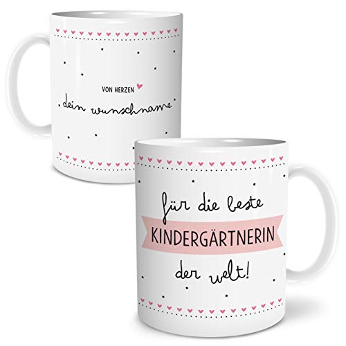 OWLBOOK® Beste Kindergärtnerin Tasse mit Spruch Geschenke Geschenkideen für Erzieher-in zum Jubiläum Keramik 300 ml von OWLBOOK